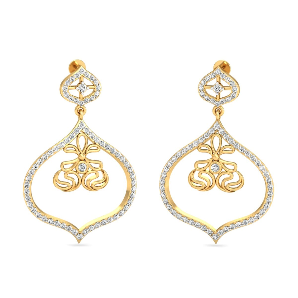 18KT Gold and 1.47 Carat Diamond Earrings