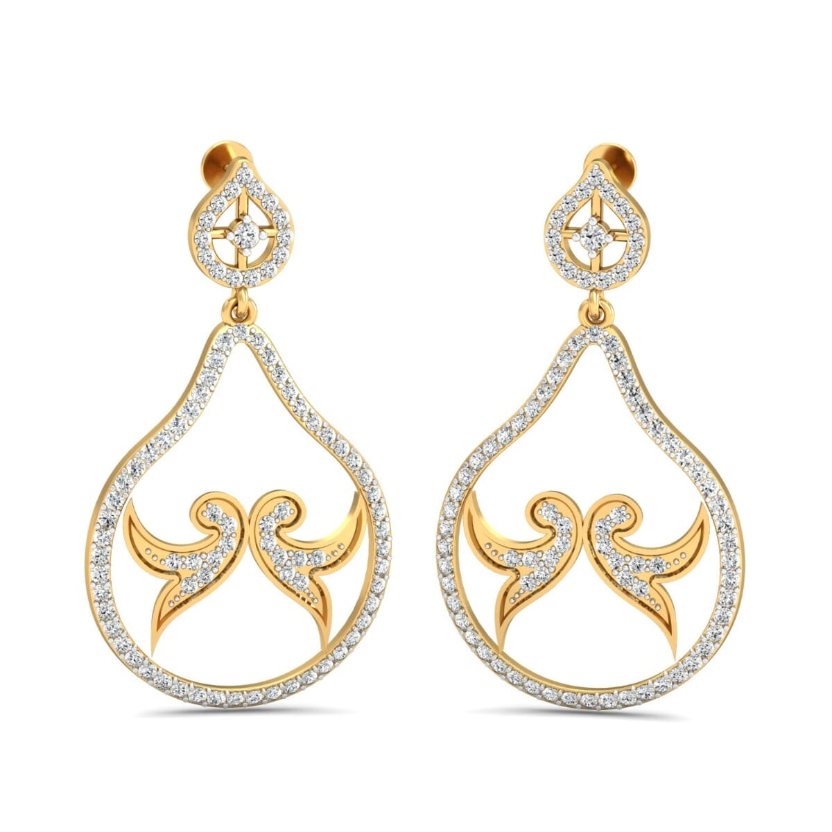 18KT Gold and 1.55 Carat Diamond Earrings