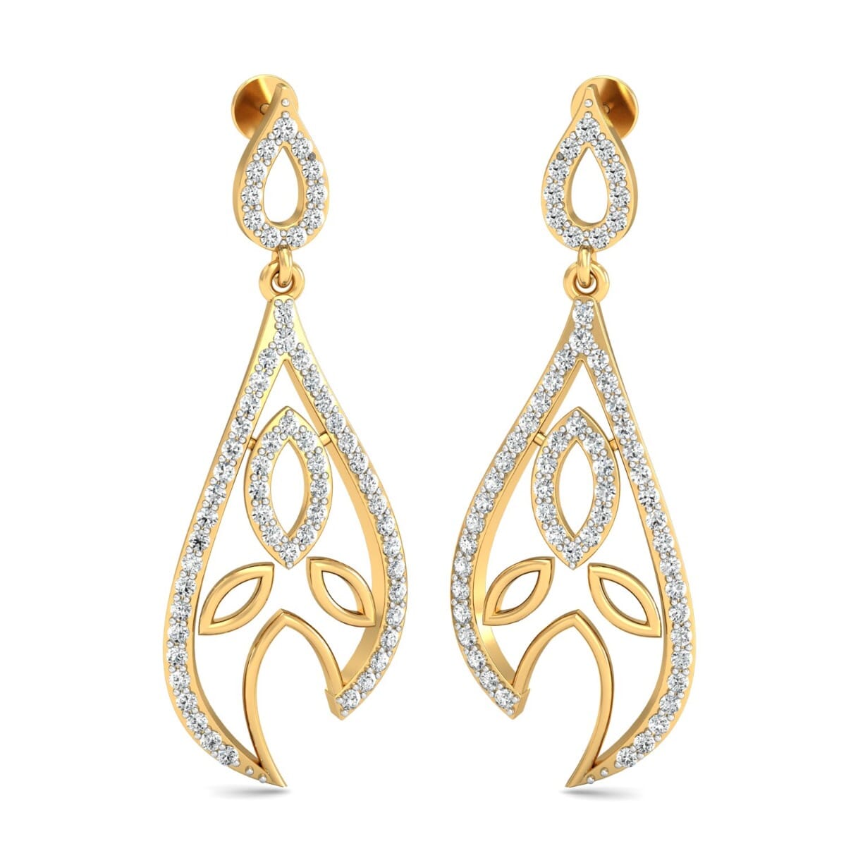 18KT Gold and 1.11 Carat Diamond Earrings