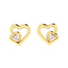 14K Gold and 0.02 carat Round Diamond Heart Earrings