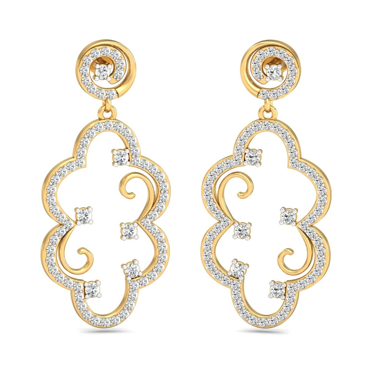 18KT Gold and 1.46 Carat Diamond Earrings