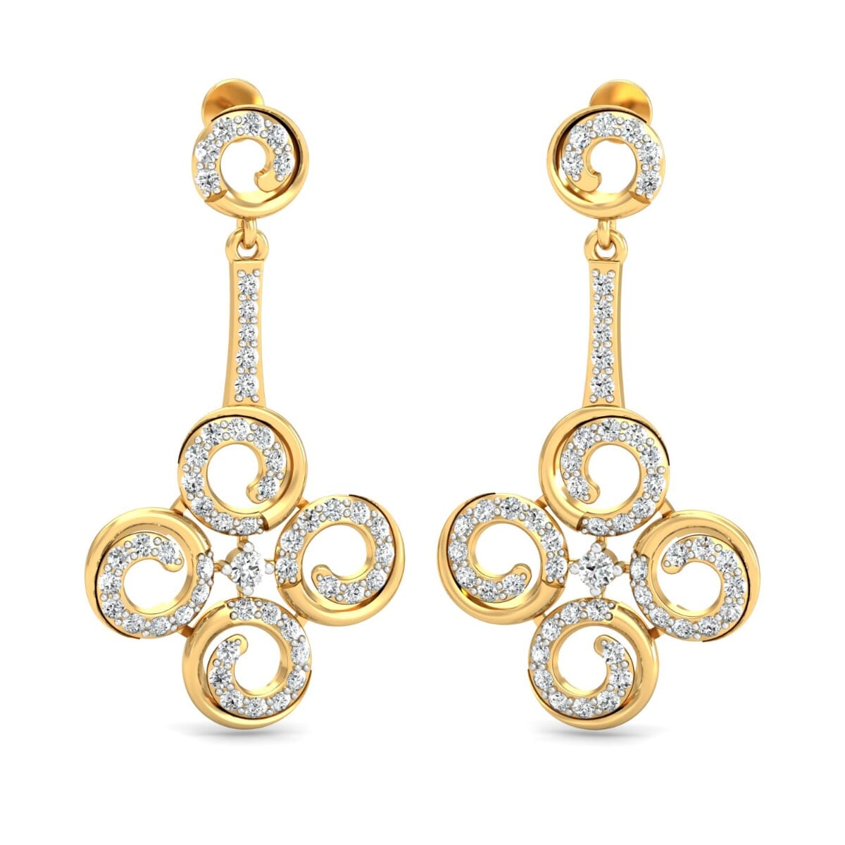 18KT Gold and 1.39 Carat Diamond Earrings