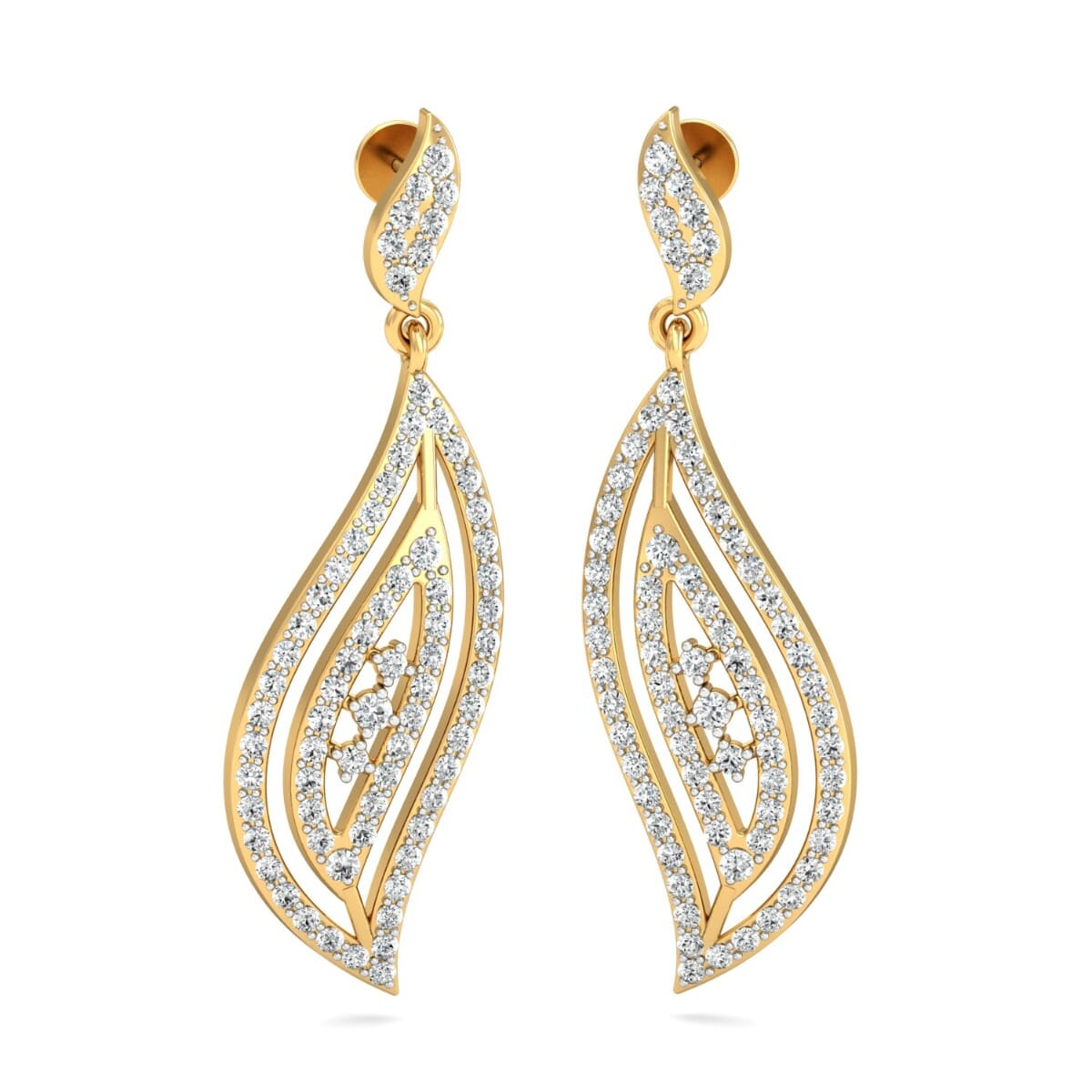 18KT Gold and 1.36 Carat Diamond Earrings