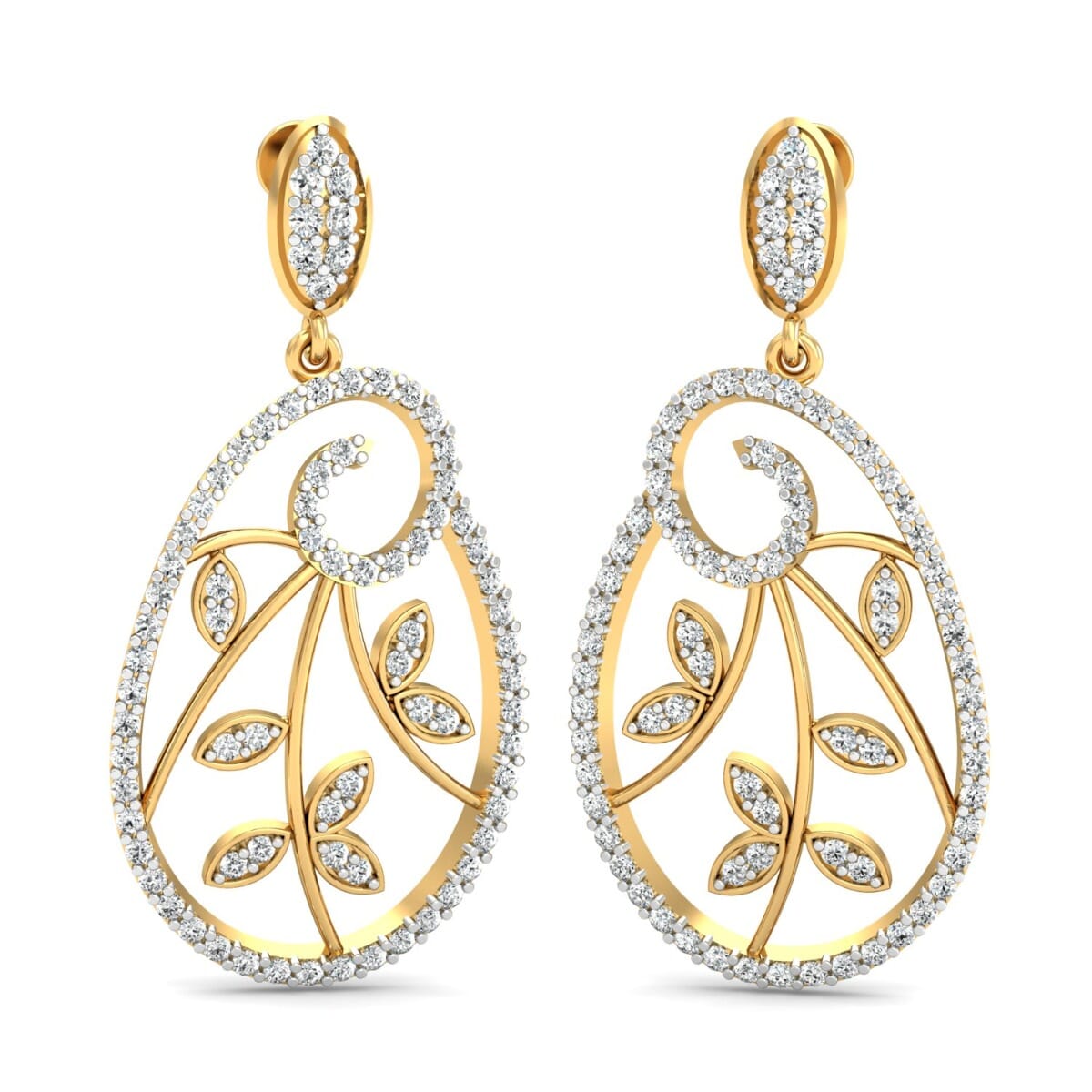18KT Gold and 1.48 Carat Diamond Earrings