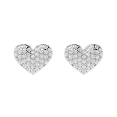 14K Gold and 0.30 carat Round Diamond Heart Earrings