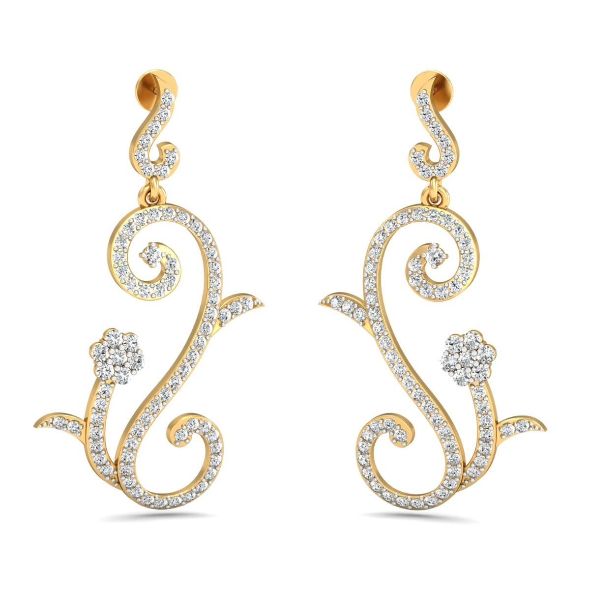 18KT Gold and 1.40 Carat Diamond Earrings