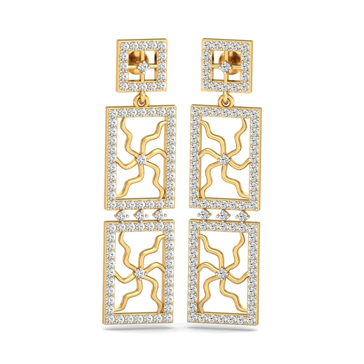 18KT Gold and 1.61 Carat Diamond Earrings