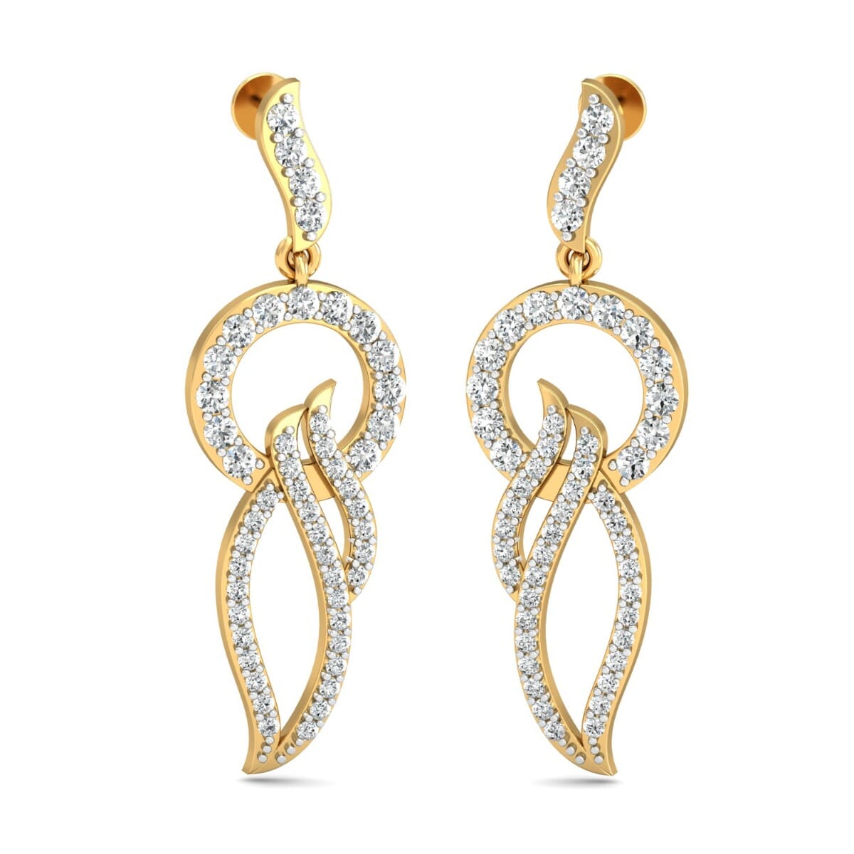 18KT Gold and 1.46 Carat Diamond Earrings