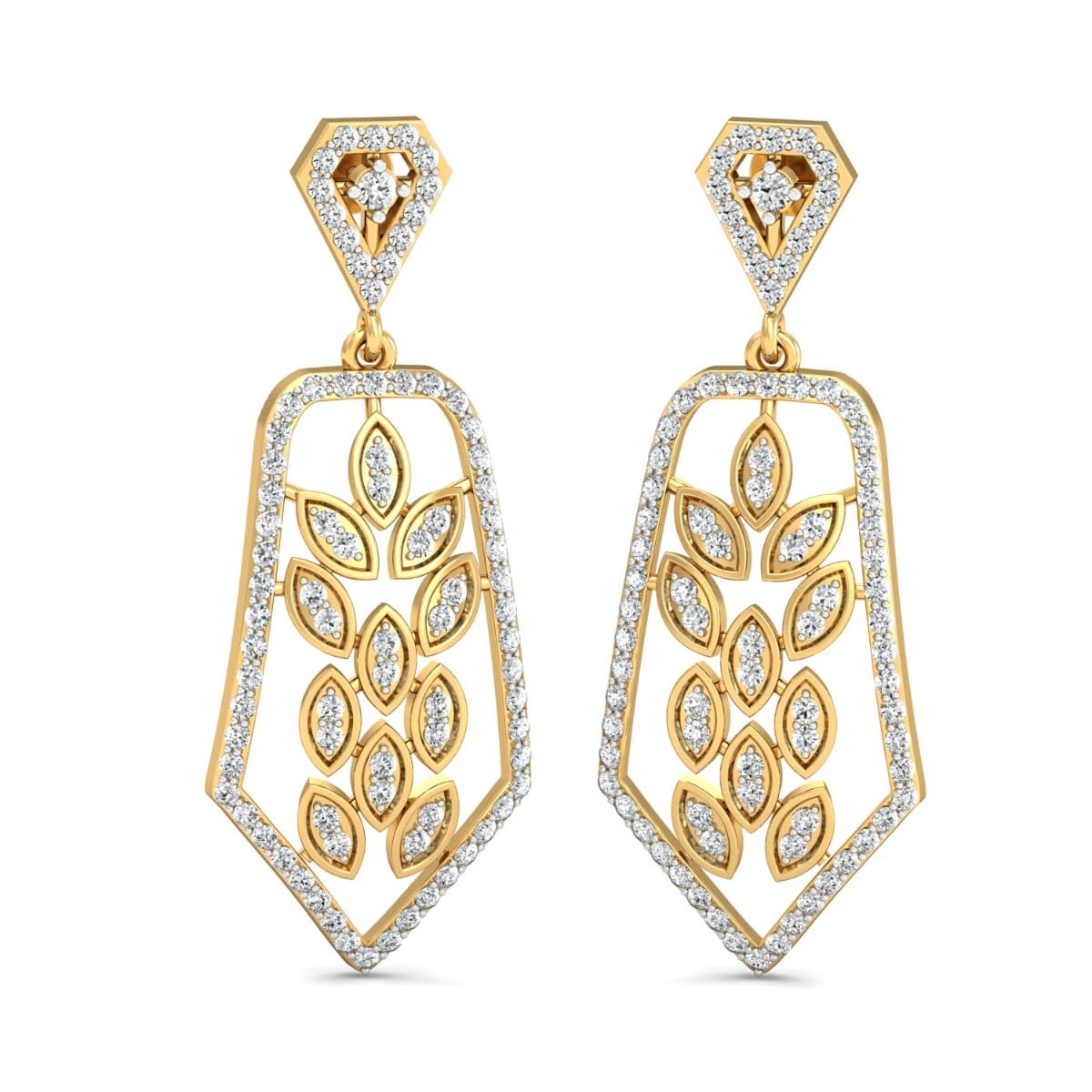 18KT Gold and 1.56 Carat Diamond Earrings