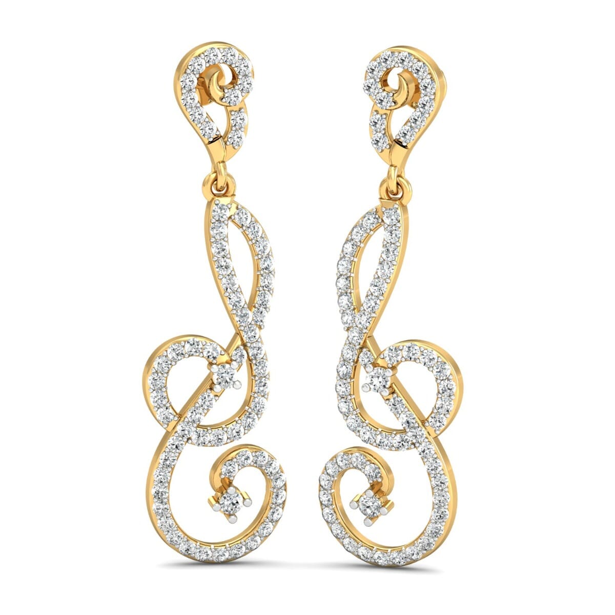 18KT Gold and 1.28 Carat Diamond Earrings