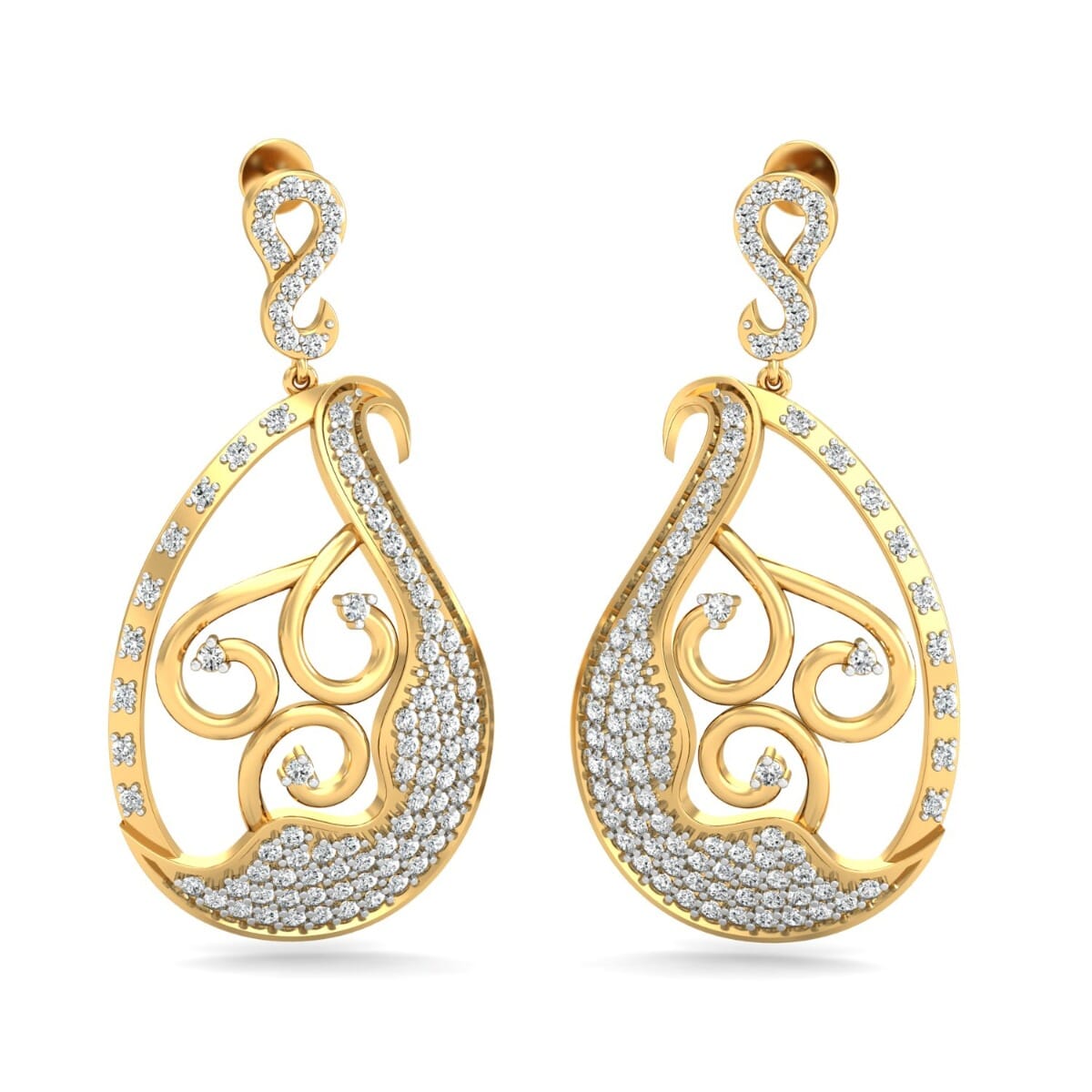 18KT Gold and 1.61 Carat Diamond Earrings