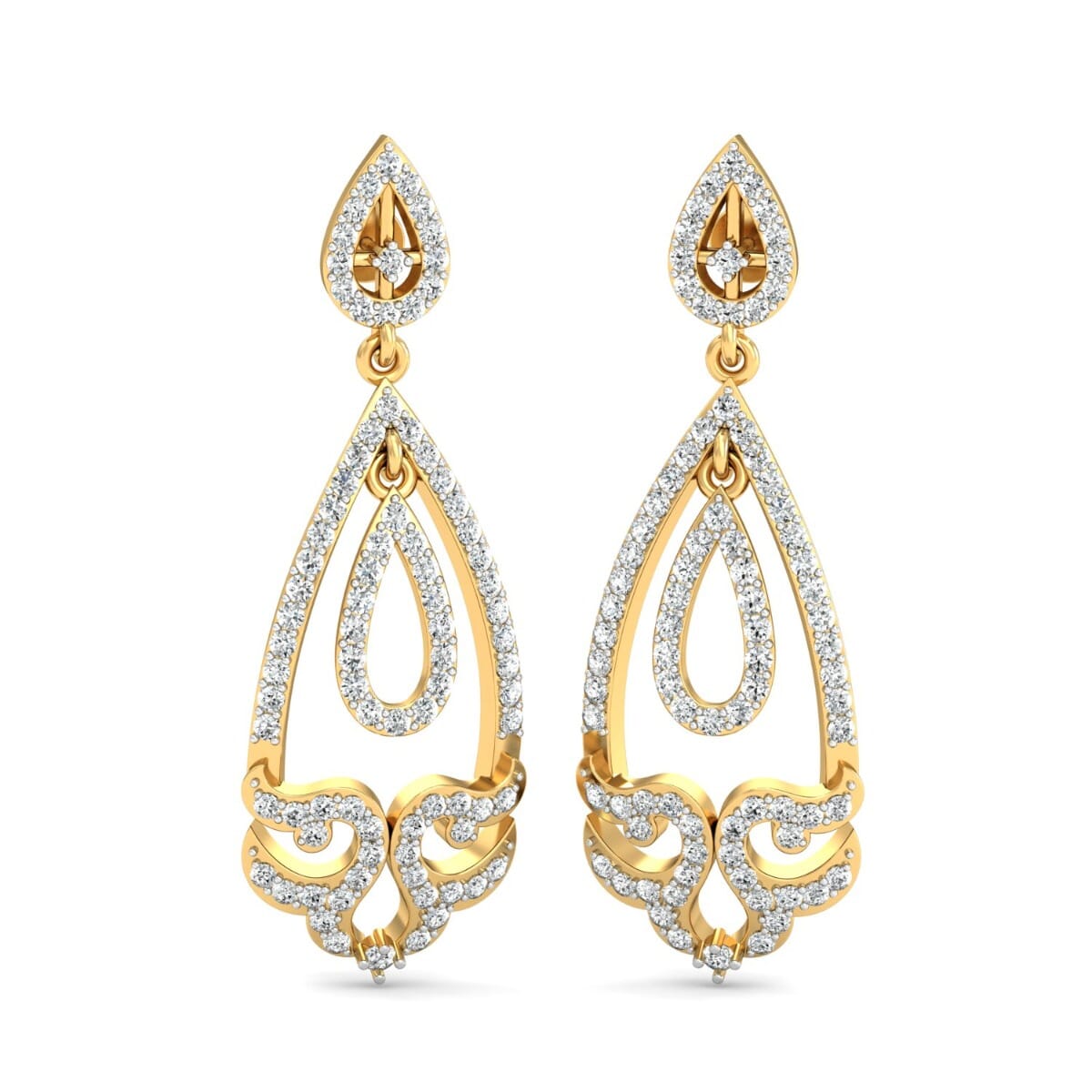 18KT Gold and 1.54 Carat Diamond Earrings