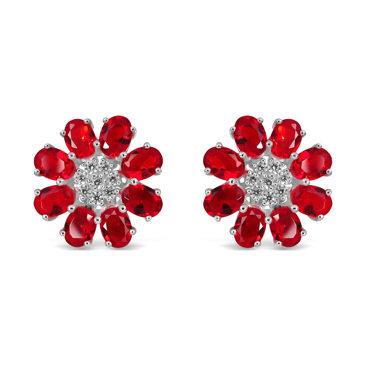 Ruby Sterling Silver Earrings