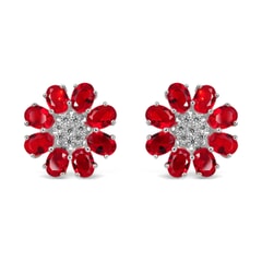Ruby Sterling Silver Earrings