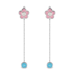Pink Flower Sterling Silver Earrings
