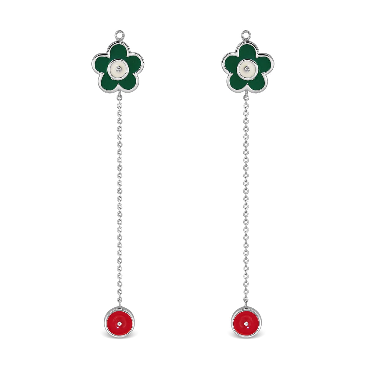 Green Flower Sterling Silver Earrings