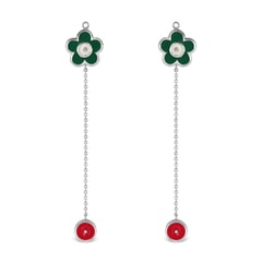 Green Flower Sterling Silver Earrings