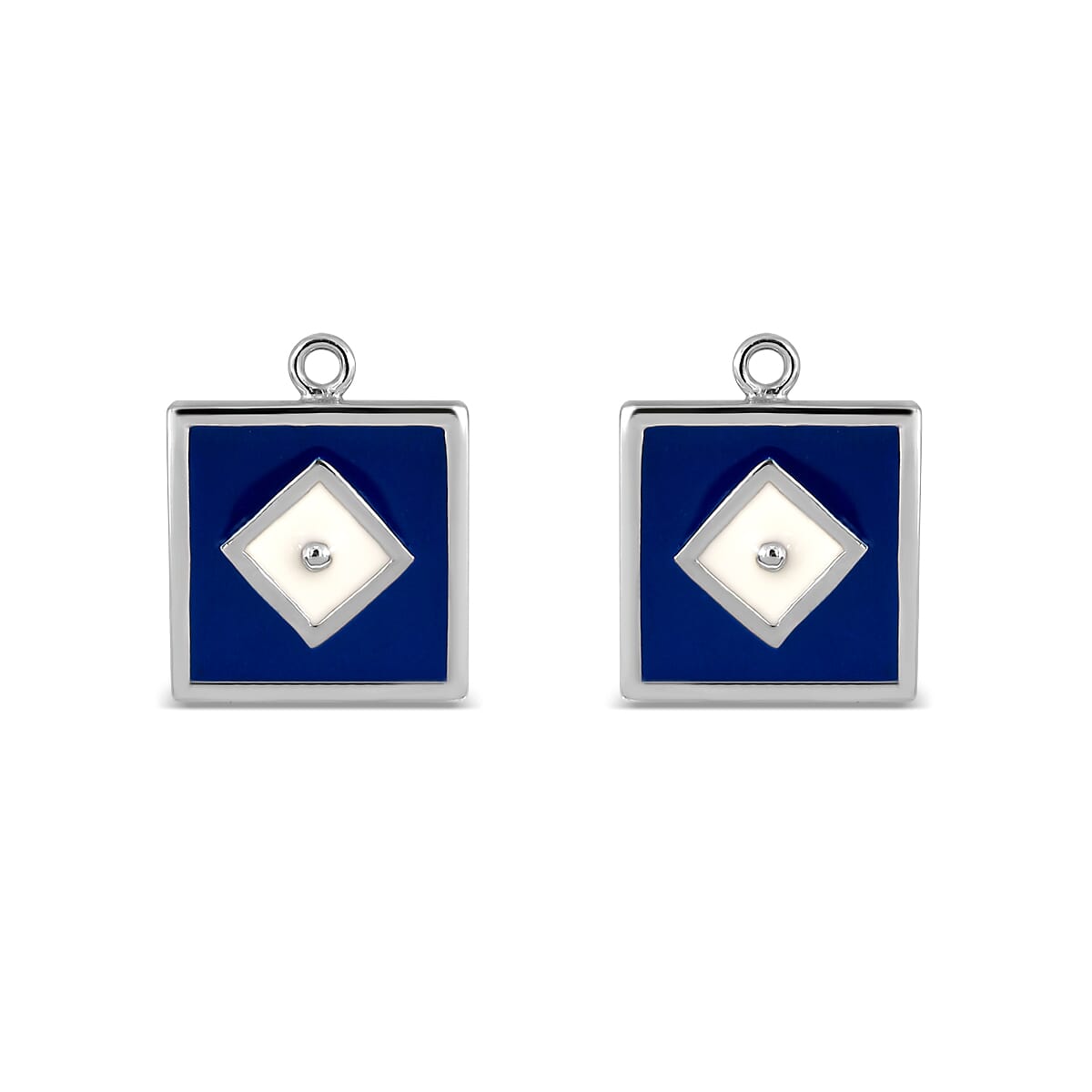 Blue Square Sterling Silver Earrings