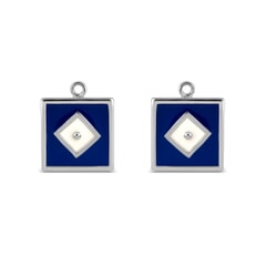 Blue Square Sterling Silver Earrings
