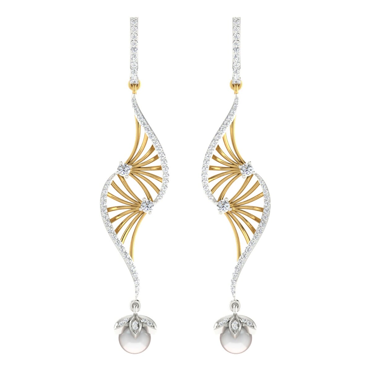 18KT Gold and 0.96 Carat Diamond Earrings