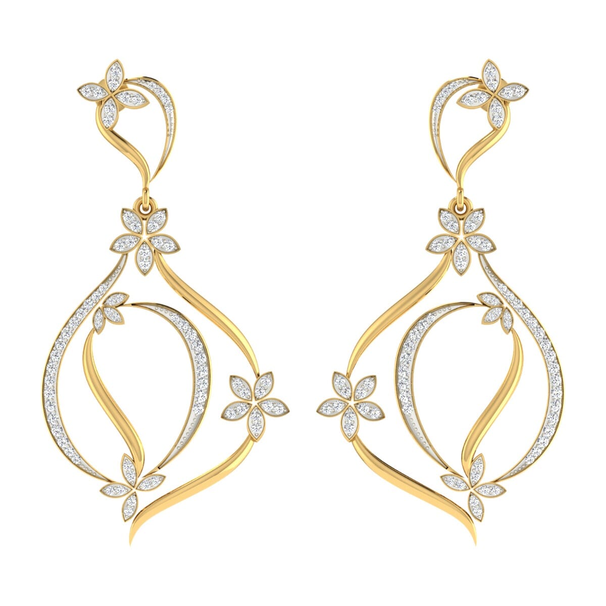 18KT Gold and 0.89 Carat Diamond Earrings
