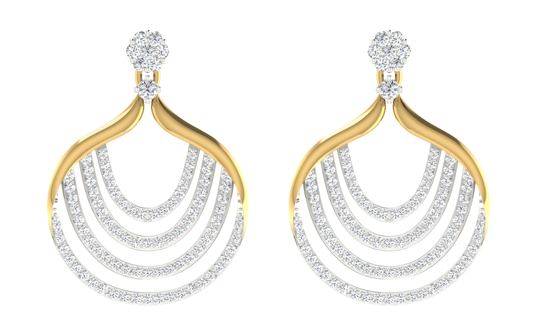 18KT Gold and 1.70 Carat Diamond Earrings