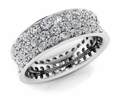 18KT Gold Triple Rows Diamond Eternity Ring