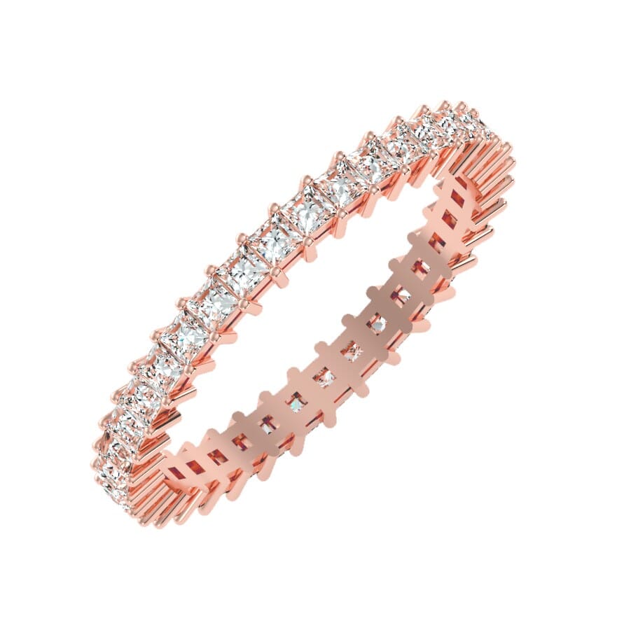 18KT Gold and 1.11 Carat F Color VS Clarity Princess Diamond Eternity Ring