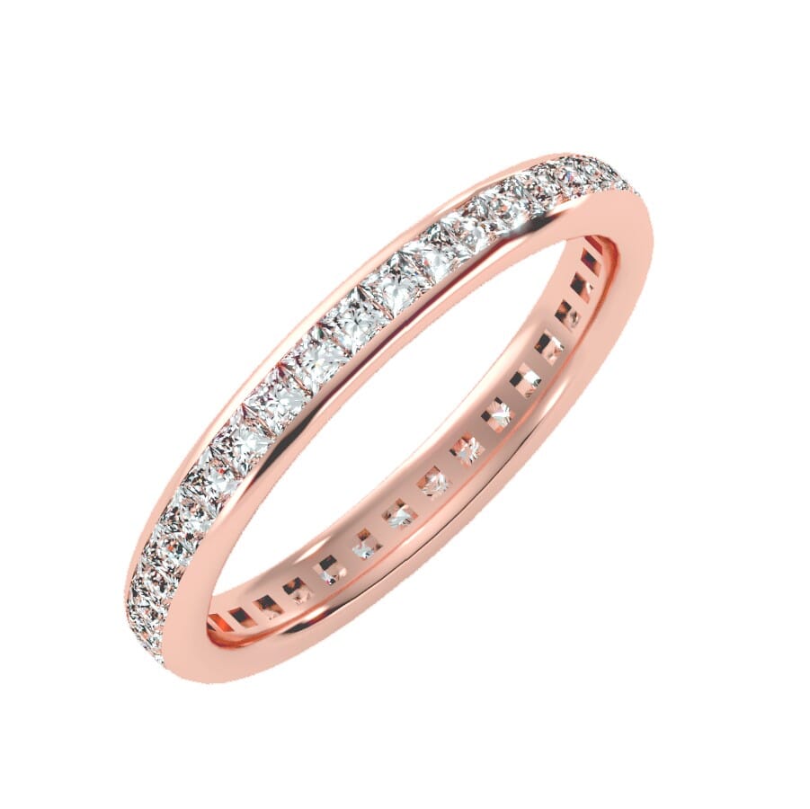 18KT Gold and 1.14 Carat F Color VS Clarity Princess Diamond Eternity Ring