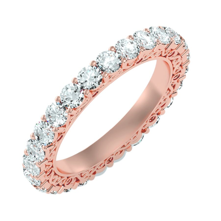 18KT Gold and 2.28 Carat F Color VS Clarity Round Diamond Eternity Ring