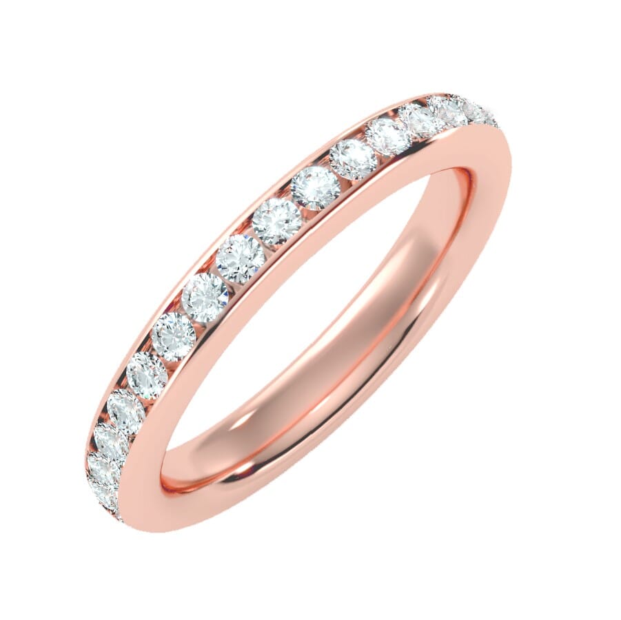 18KT Gold and 0.96 Carat F Color VS Clarity Round Diamond Eternity Ring