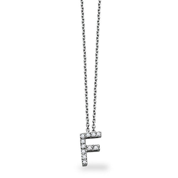 F - 18K Gold and 0.09 Carat F Color VS Clarity Initial Pendant 