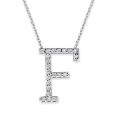 18K Gold and 0.22 Carat F Color VS Clarity Initial "F" Pendant with 16 Inches Chain
