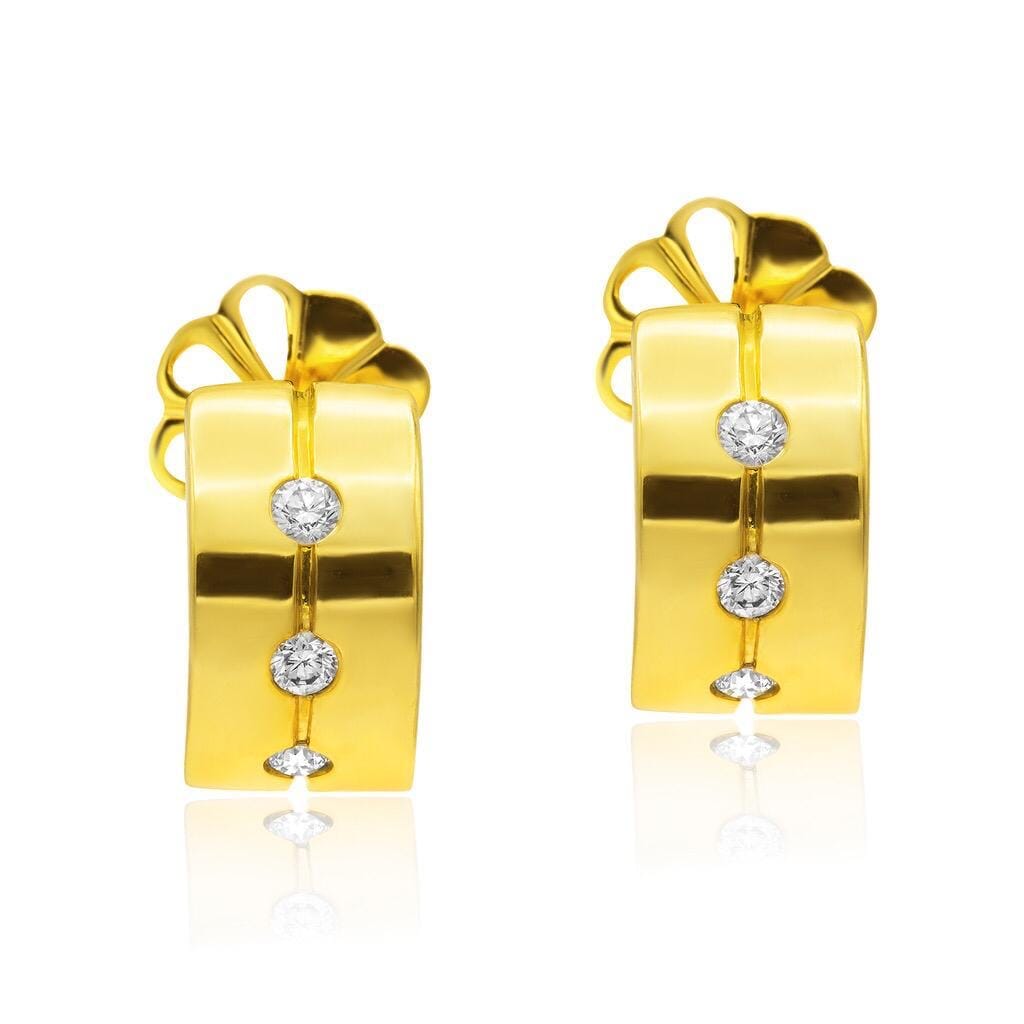Stud Earrings in 18K Gold and 0.17 carat Diamonds