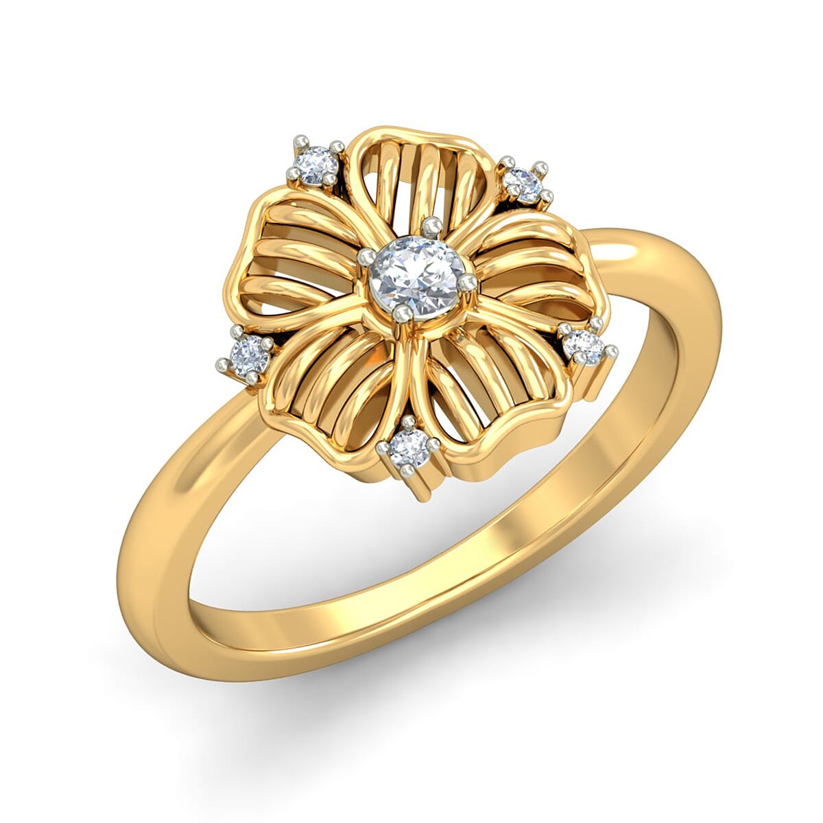 18KT Gold and 0.13 Carat F Color VS Clarity Diamond Ring