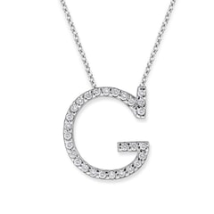 18K Gold and 0.28 Carat F Color VS Clarity Initial "G" Pendant with 16 Inches Chain