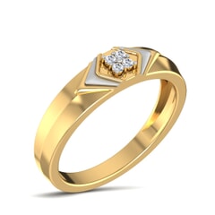 18K Gold and 0.07 Carat F Color VS Clarity Men's Diamond Ring