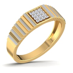 18K Gold and 0.13 Carat F Color VS Clarity Men's Diamond Ring