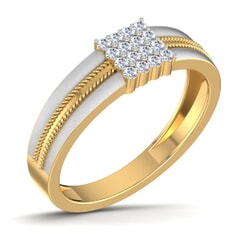 18K Gold and 0.24 Carat F Color VS Clarity Men's Diamond Ring