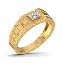 18K Gold and 0.11 Carat F Color VS Clarity Men's Diamond Ring