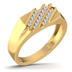 18K Gold and 0.31 Carat F Color VS Clarity Men's Diamond Ring
