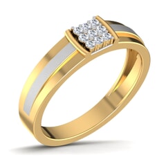 18K Gold and 0.15 Carat F Color VS Clarity Men's Diamond Ring
