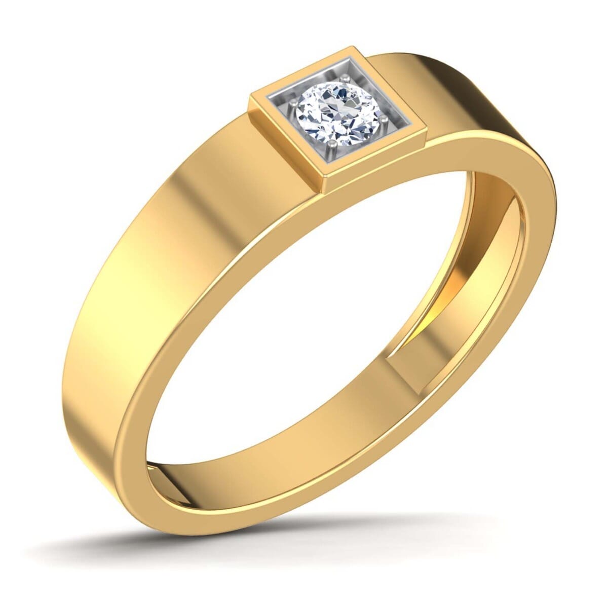 18K Gold and 0.15 Carat F Color VS Clarity Men's Diamond Ring