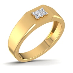 18K Gold and 0.11 Carat F Color VS Clarity Men's Diamond Ring