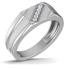 18K Gold and 0.09 Carat F Color VS Clarity Men's Diamond Ring