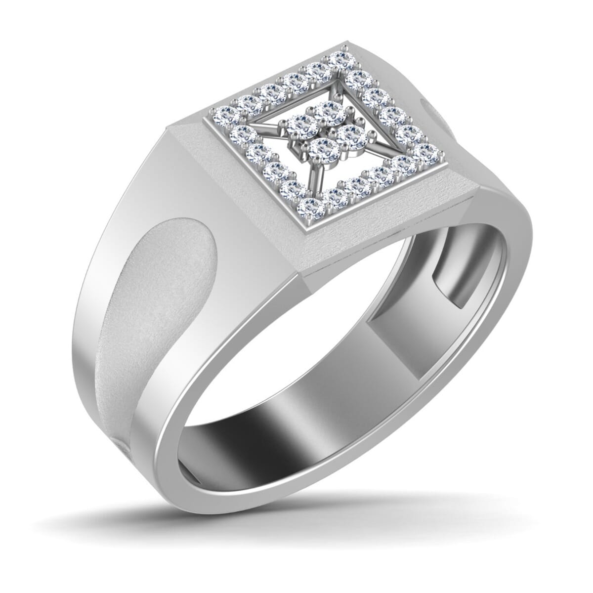 18K Gold and 0.27 Carat F Color VS Clarity Men's Diamond Ring