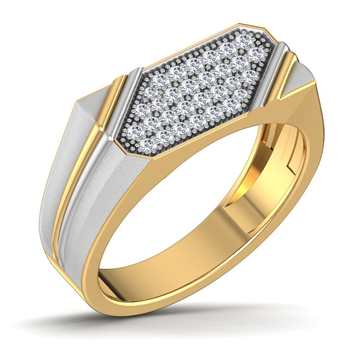 18K Gold and 0.42 Carat F Color VS Clarity Men's Diamond Ring