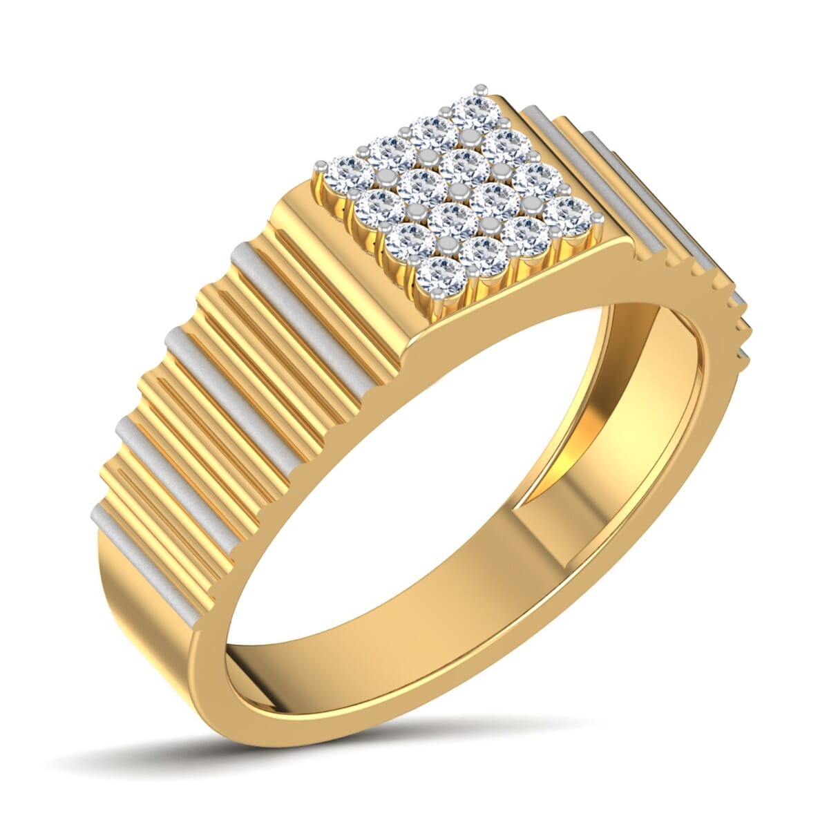 18K Gold and 0.29 Carat F Color VS Clarity Men's Diamond Ring
