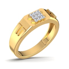 18K Gold and 0.16 Carat F Color VS Clarity Men's Diamond Ring