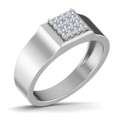 18K Gold and 0.24 Carat F Color VS Clarity Men's Diamond Ring